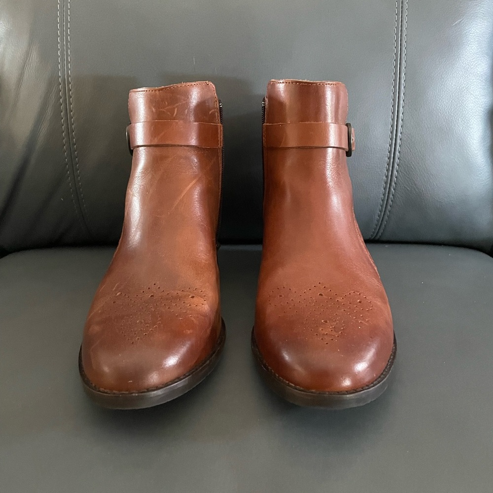 Brown Clarks Booties, women’s size 8